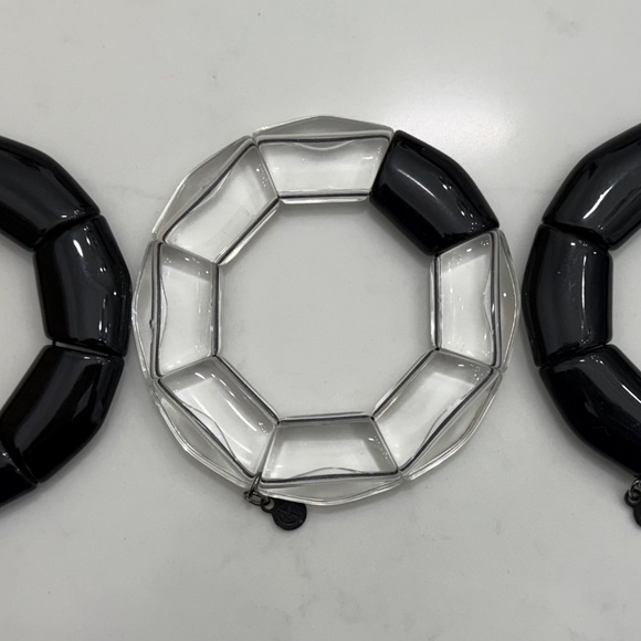 Giorgio Armani Resin Stretch Bracelet black new lucite gorgeous - Picture 6 of 7